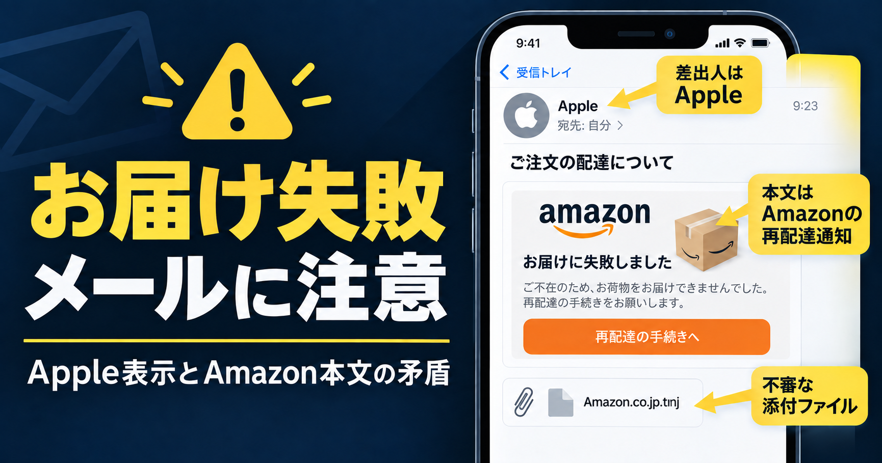 【注意】Apple お届け失敗のお知らせ詐欺